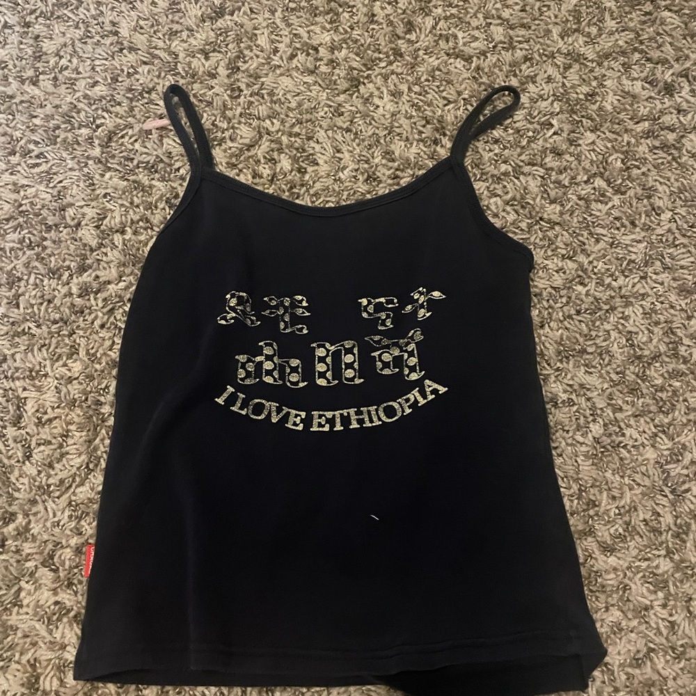 Black Tank Top with I Love Ethiopia Print